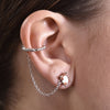 Culturesse Lior Silver Topaz Chain Cuff Earring (Single Piece)