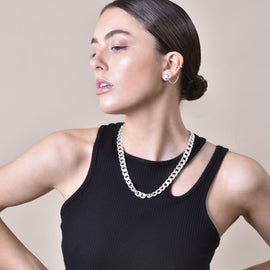 Culturesse Lior Silver Topaz Chain Cuff Earring (Single Piece)