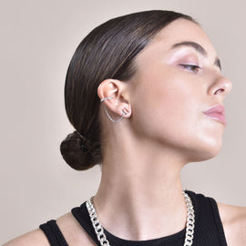 Culturesse Lior Silver Topaz Chain Cuff Earrings (Pair)