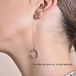 Culturesse Lior Silver Topaz Chain Cuff Earrings (Pair)