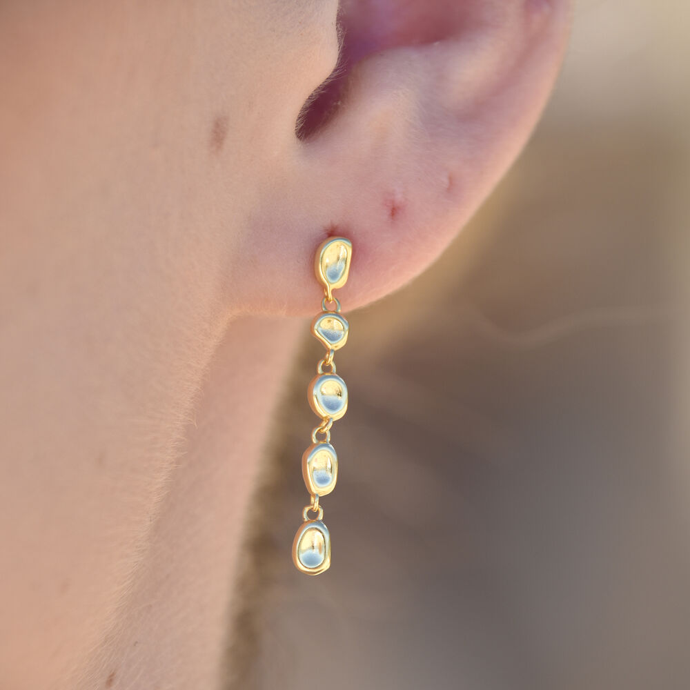 Culturesse Aka Dainty Sculptural Pebble Drop Earrings (Gold Vermeil)