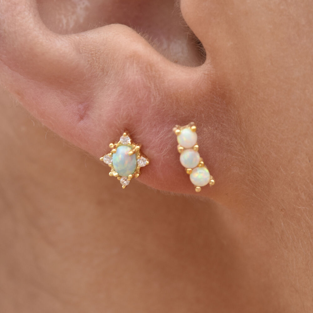 Culturesse Apricia Dainty Opal Stud Earrings