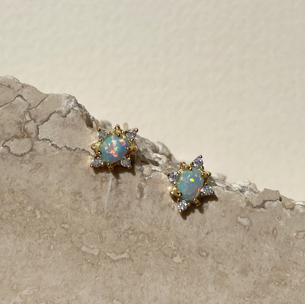 Culturesse Apricia Dainty Opal Stud Earrings