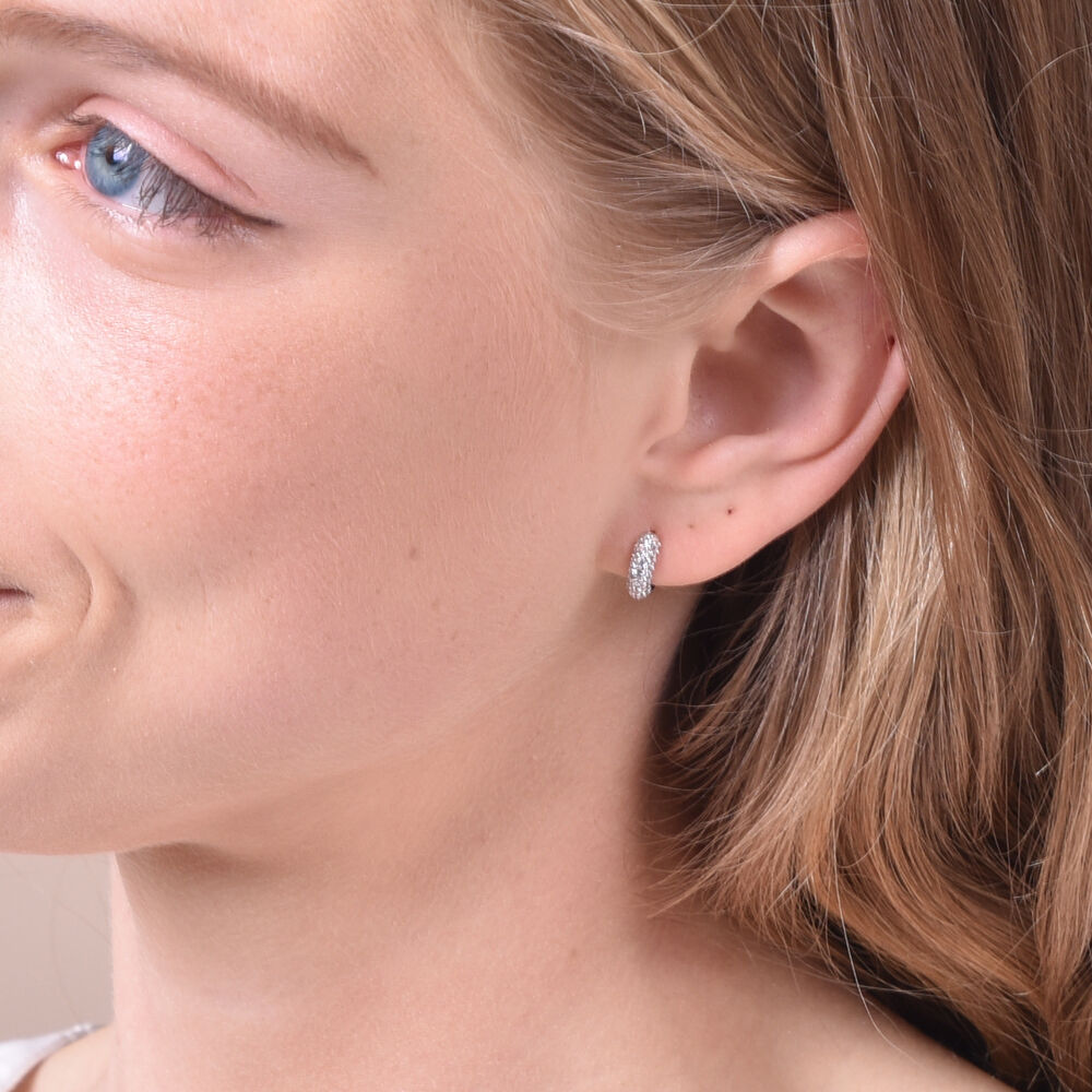 Culturesse Averie Dainty CZ Embellished Huggie Earrings (Silver)