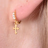 Culturesse Anesha Dainty Cross Drop Earrings (Gold)