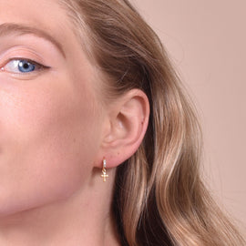 Culturesse Anesha Dainty Cross Drop Earrings (Gold)