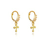 Culturesse Anesha Dainty Cross Drop Earrings (Gold)