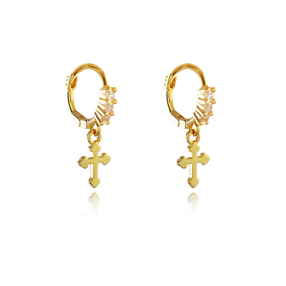 Culturesse Anesha Dainty Cross Drop Earrings (Gold)