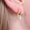 Culturesse Anesha Dainty Cross Drop Earrings (Silver)