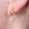 Culturesse Anesha Dainty Cross Drop Earrings (Silver)