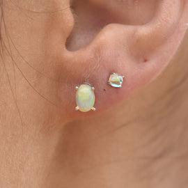 Culturesse Dawn Dainty Moon Opal Stud Earrings