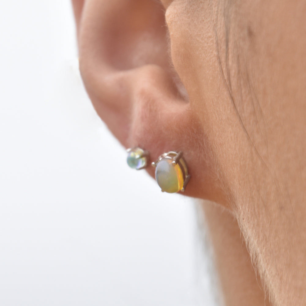 Culturesse Dawn Dainty Moon Opal Stud Earrings