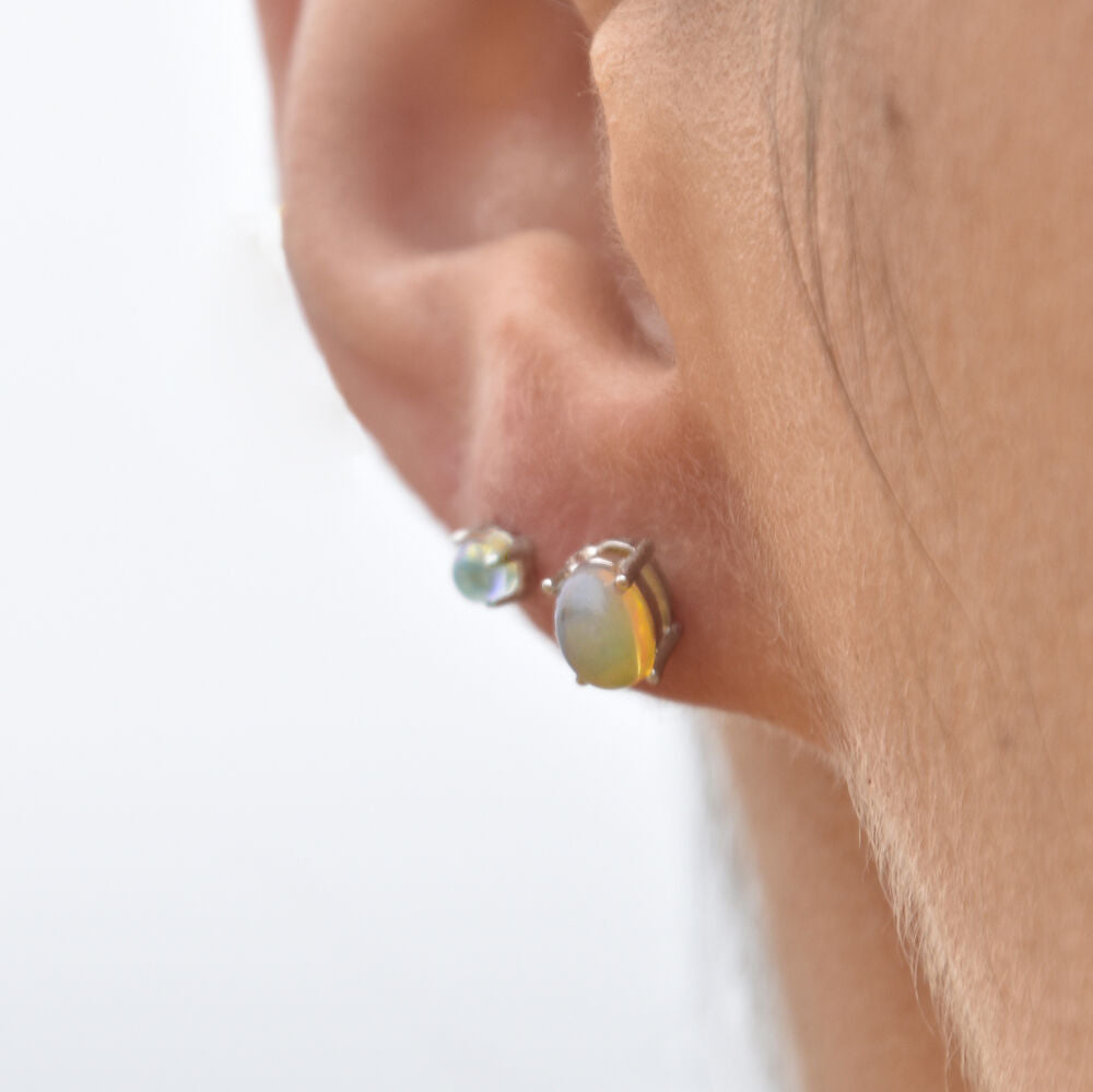 Culturesse Dawn Dainty Moon Opal Stud Earrings