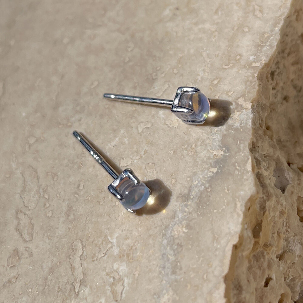 Culturesse Dawn Dainty Moon Opal Stud Earrings