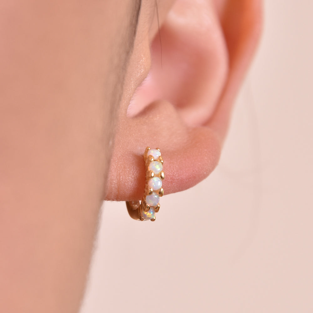 Culturesse Larisa Dainty Opal Hoop Earrings