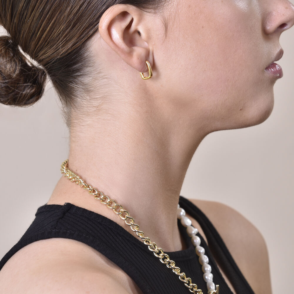 Culturesse Loki Minimalist U Huggie Earrings (Gold)