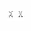 Culturesse Kiss Kiss Dainty Cross Earrings (Silver)
