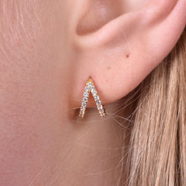 Culturesse Elaina Dainty CZ Twin Hoop Earrings (Gold)