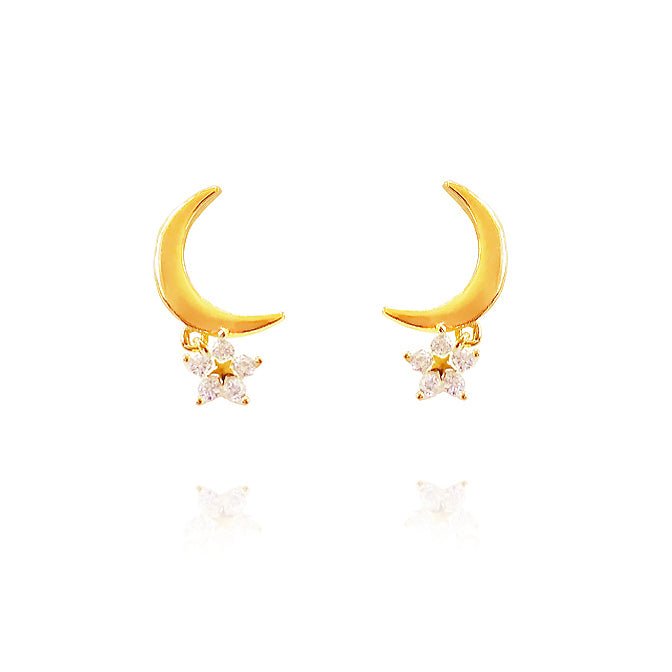 Culturesse Gemma Gold Filled Dainty Moon Earrings