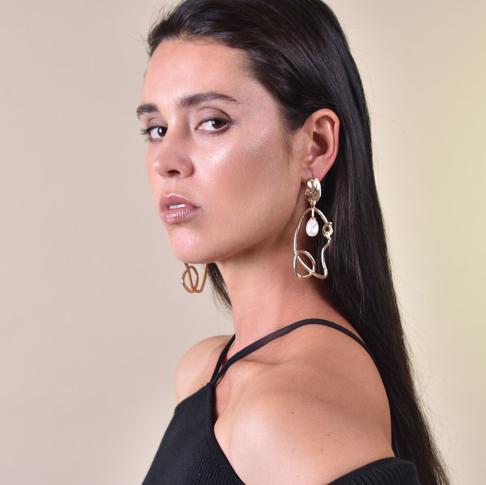 Culturesse Joliette Artsy Line Art Pearl Earrings