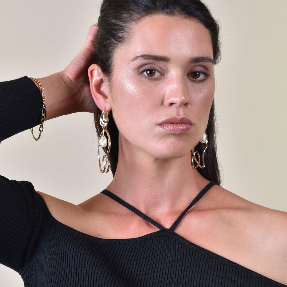 Culturesse Joliette Artsy Line Art Pearl Earrings