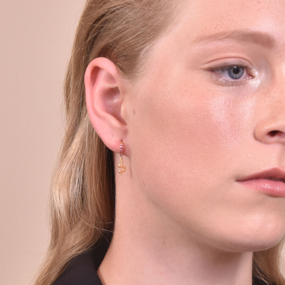 Culturesse Lois Gold Filled Snake Drop Earrings