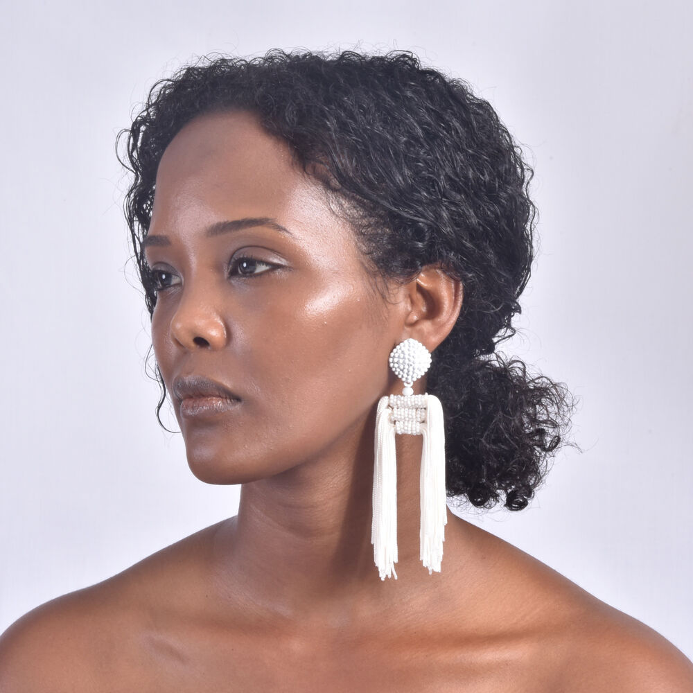 Culturesse Estee Long Tassel Beads Earrings