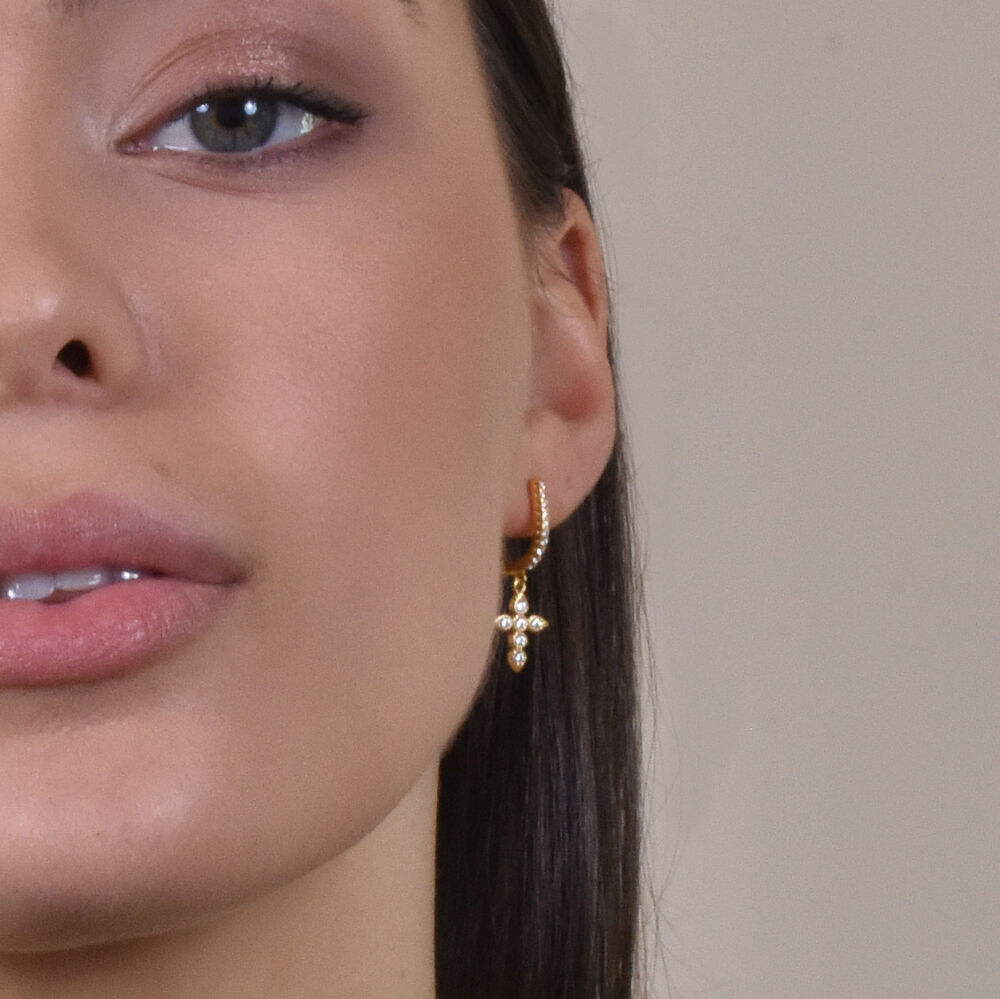 Culturesse Charbel Fine Diamante Cross Drop Earrings