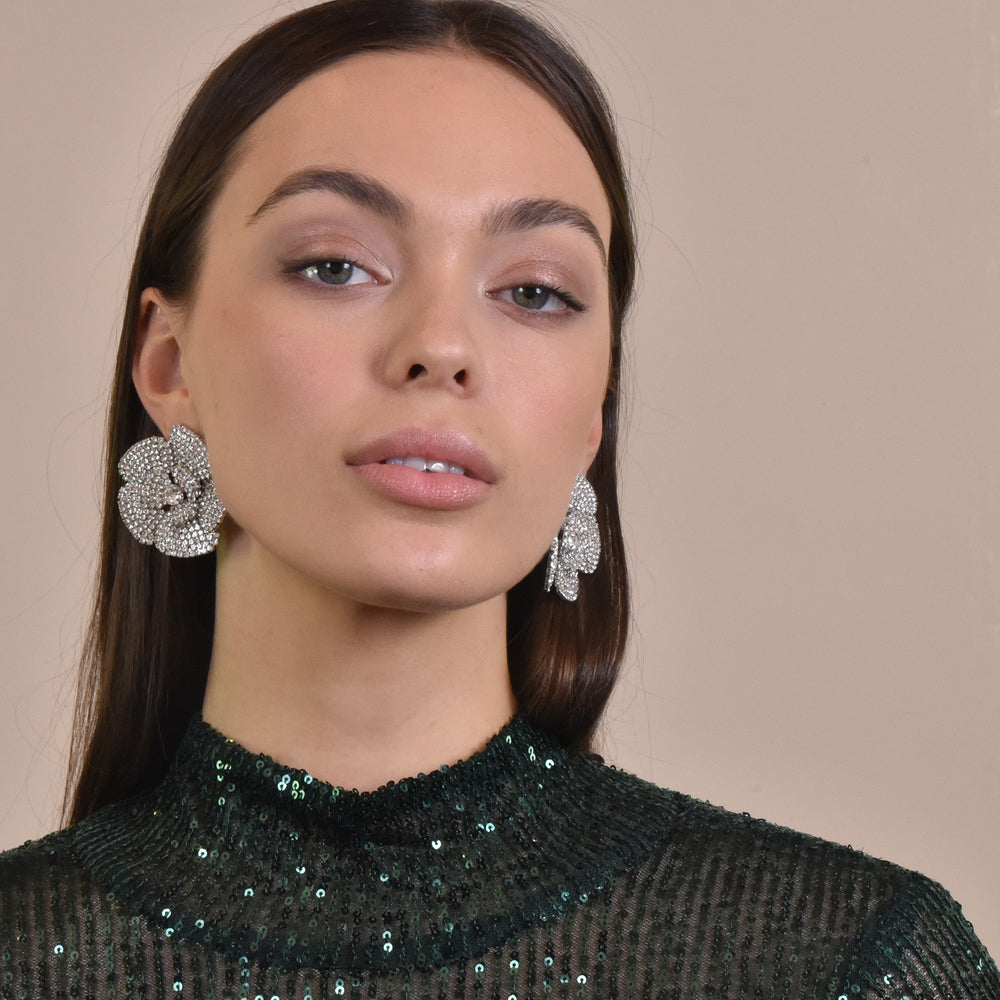 Culturesse Christabel Diamante Statement Earrings