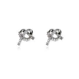 Culturesse Amoris Diamante Knot Stud Earrings (Silver)