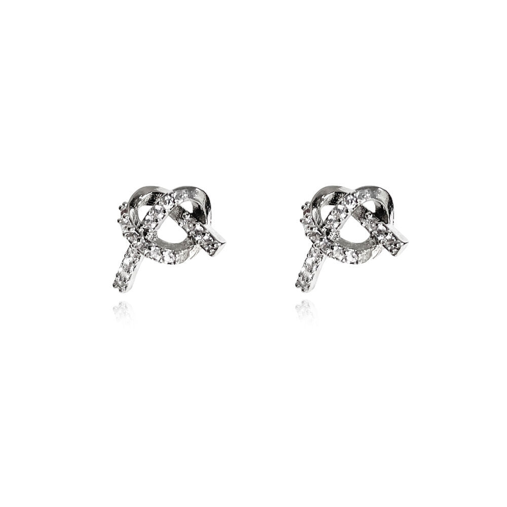 Culturesse Amoris Diamante Knot Stud Earrings (Silver)