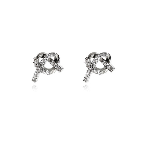 Culturesse Amoris Diamante Knot Stud Earrings (Silver)