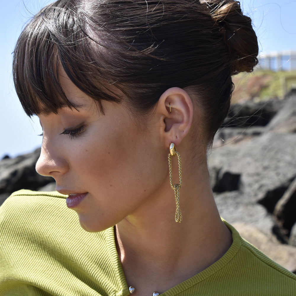 Culturesse Daniella Twin Loop Chain Drop Earrings