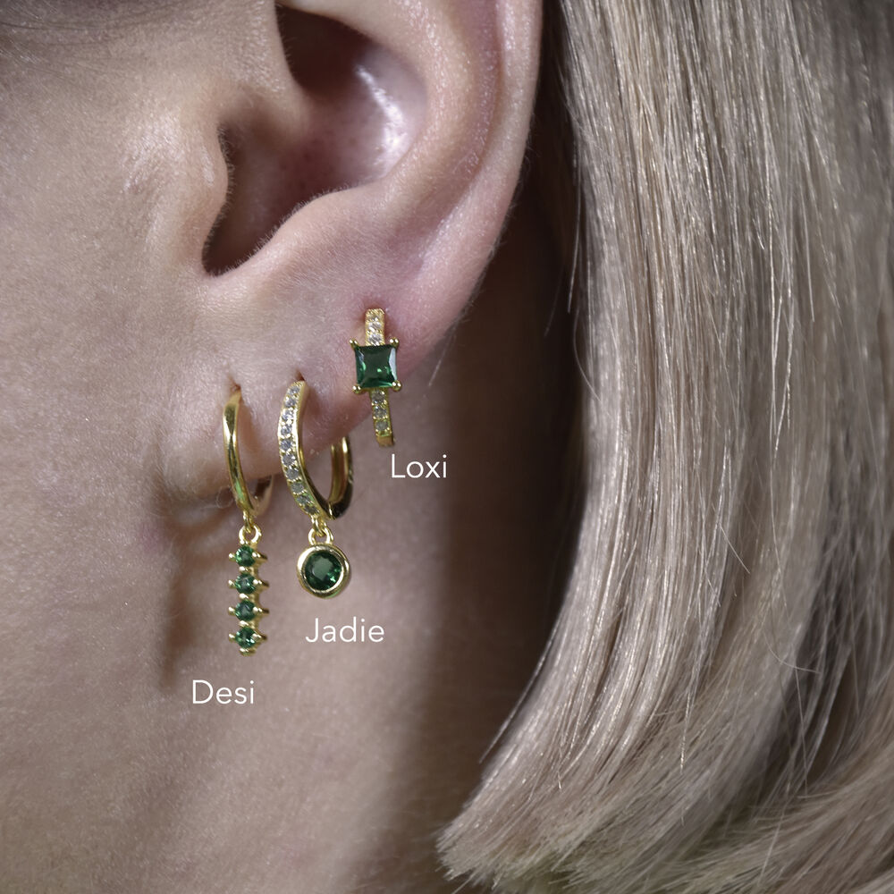 Culturesse Jadie Dainty Zircon Drop Earrings (Emerald Green)