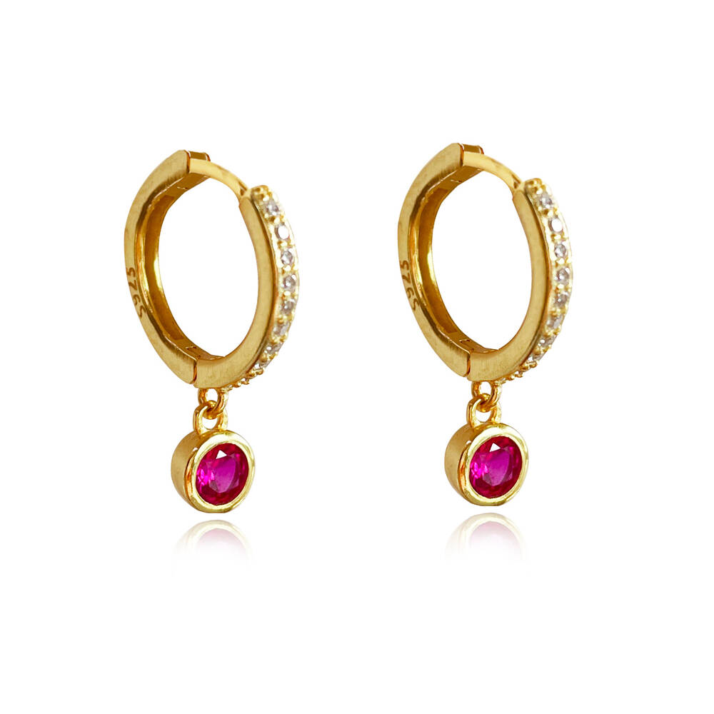 Culturesse Jadie Dainty Zircon Drop Earrings (Fuchsia)