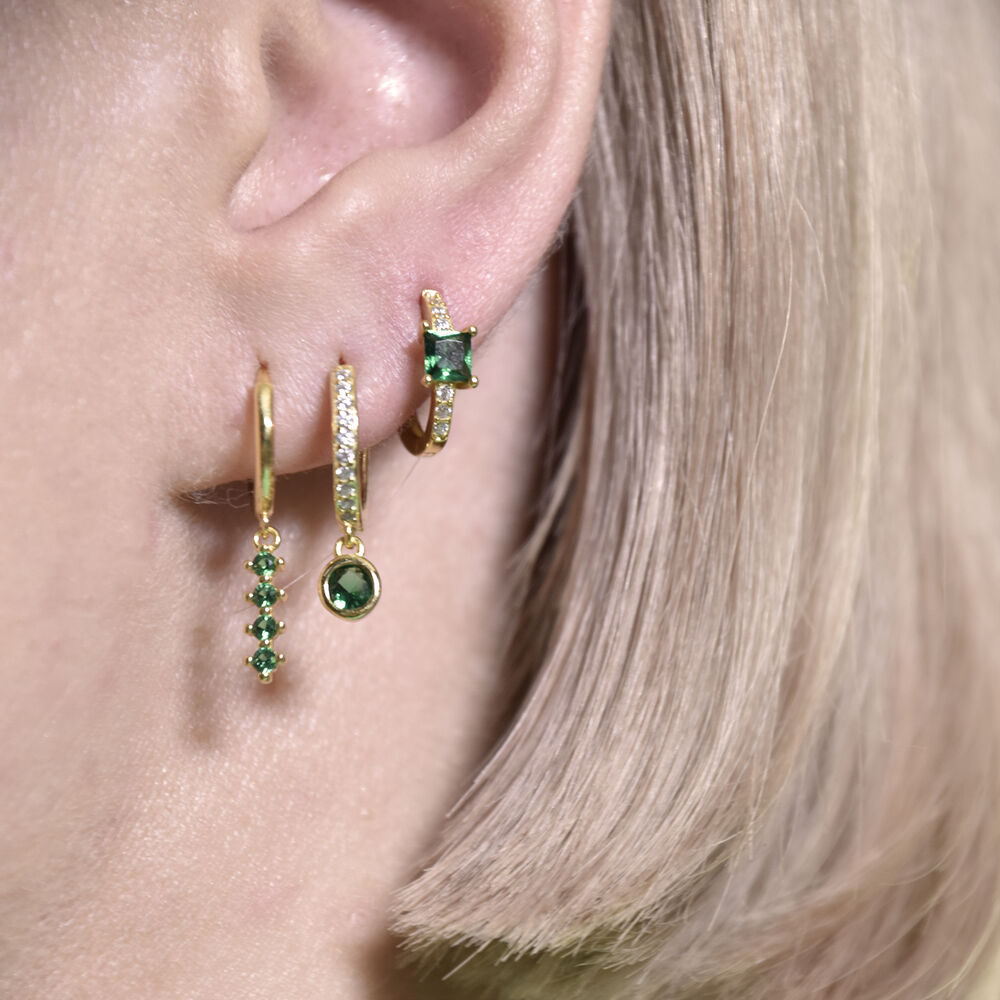 Culturesse Desi Dainty Zirconia Drop Earrings (Emerald Green)