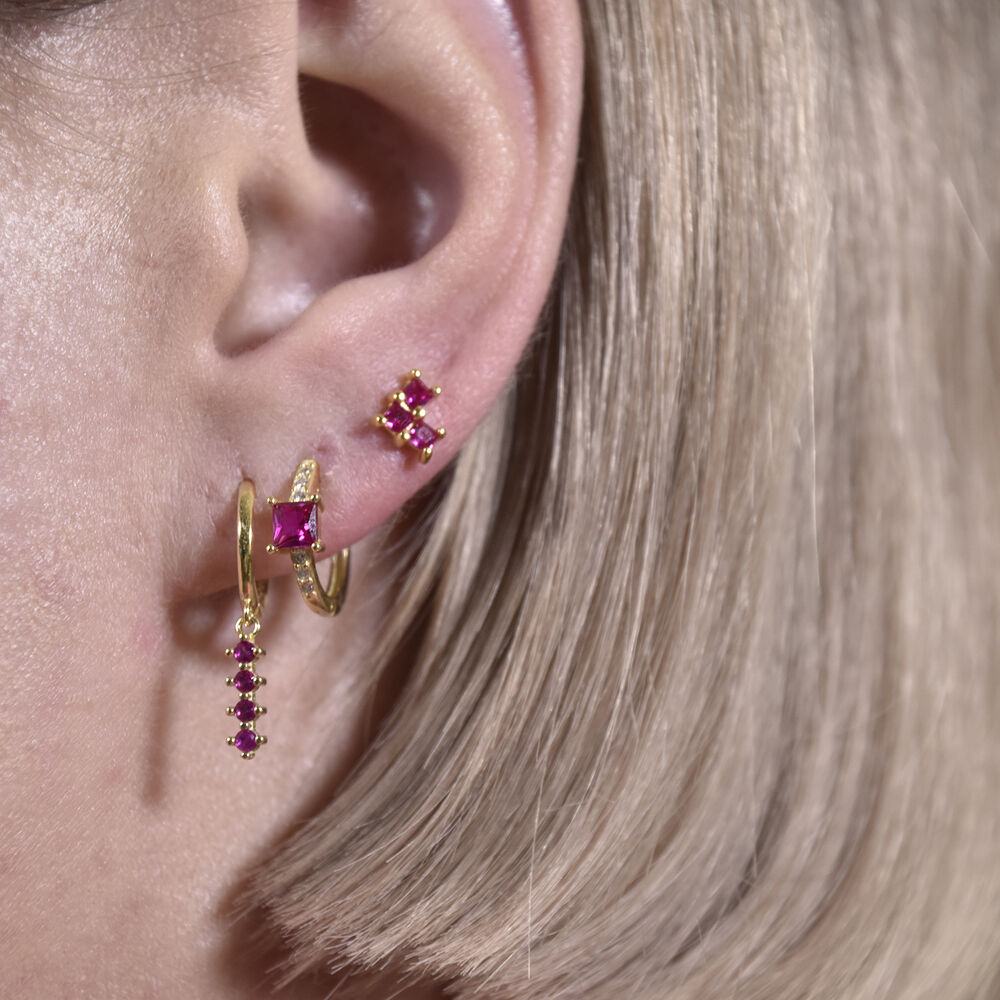 Culturesse Desi Dainty Zirconia Drop Earrings (Fuchsia)