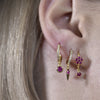 Culturesse Patina Dainty Zircon Floral Hoop Earrings (Fuchsia)