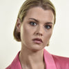 Culturesse Patina Dainty Zircon Floral Hoop Earrings (Fuchsia)