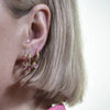 Culturesse Patina Dainty Zircon Floral Hoop Earrings (Fuchsia)