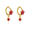 Culturesse Patina Dainty Zircon Floral Hoop Earrings (Fuchsia)