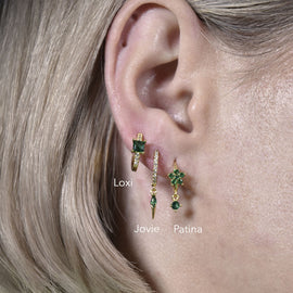 Culturesse Jovie Dainty Zircon Spike Drop Earrings (Emerald Green)