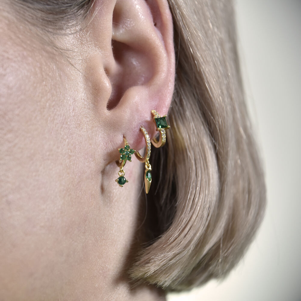 Culturesse Jovie Dainty Zircon Spike Drop Earrings (Emerald Green)