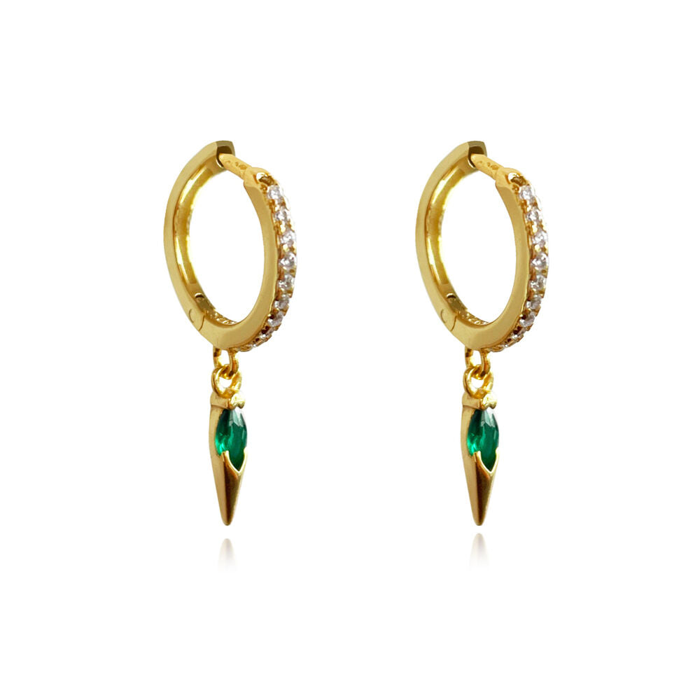 Culturesse Jovie Dainty Zircon Spike Drop Earrings (Emerald Green)