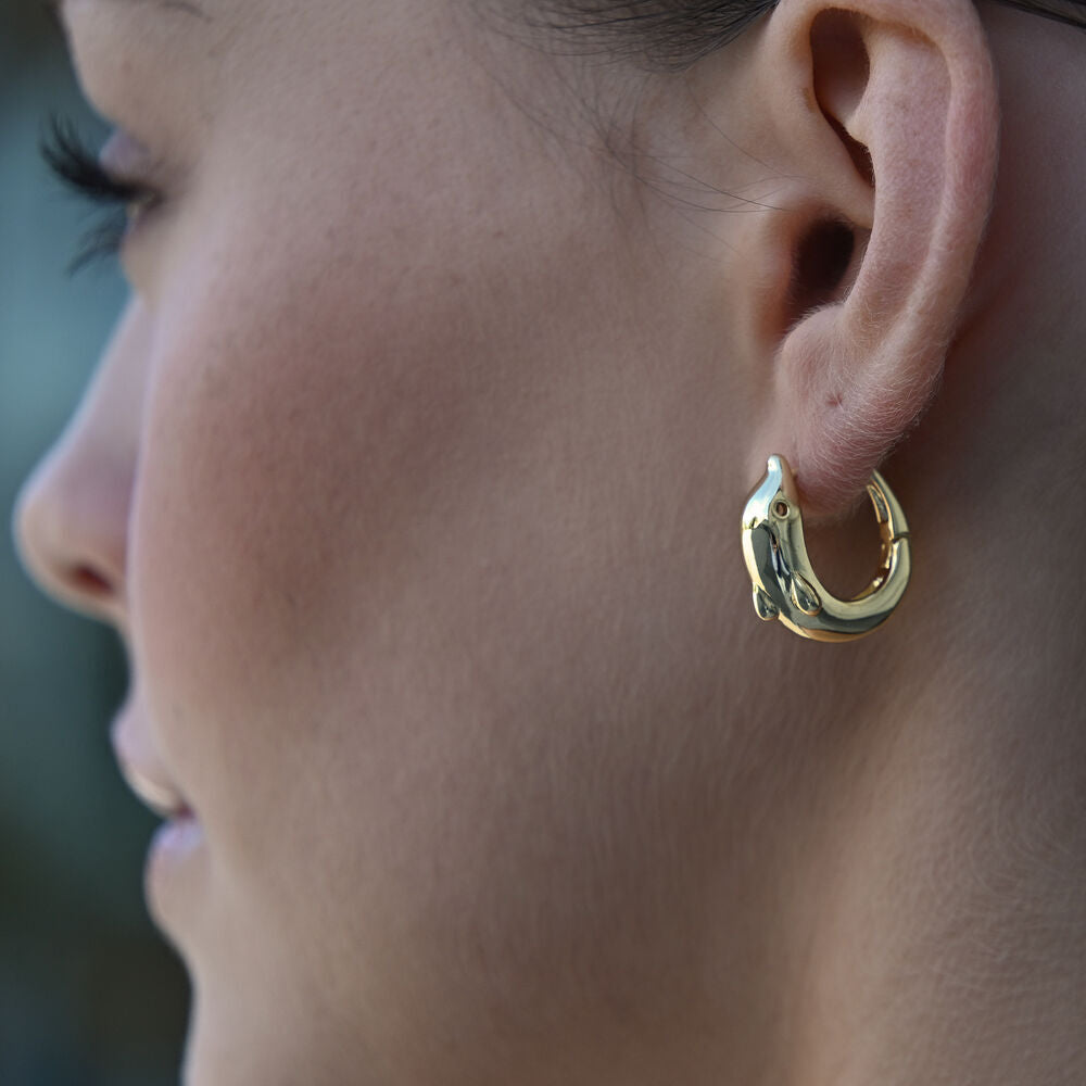 Culturesse Swarna Artisan Dolphin Hoop Earrings (Gold)