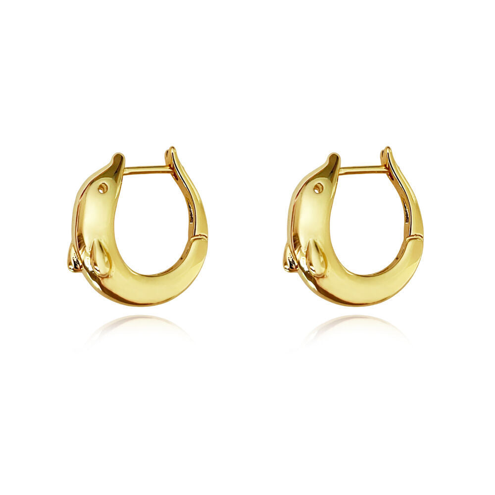 Culturesse Swarna Artisan Dolphin Hoop Earrings (Gold)