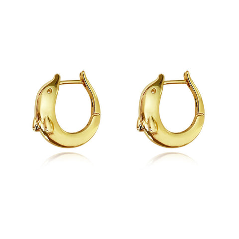 Culturesse Swarna Artisan Dolphin Hoop Earrings (Gold)