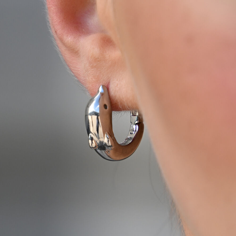 Culturesse Swarna Artisan Dolphin Hoop Earrings (Silver)