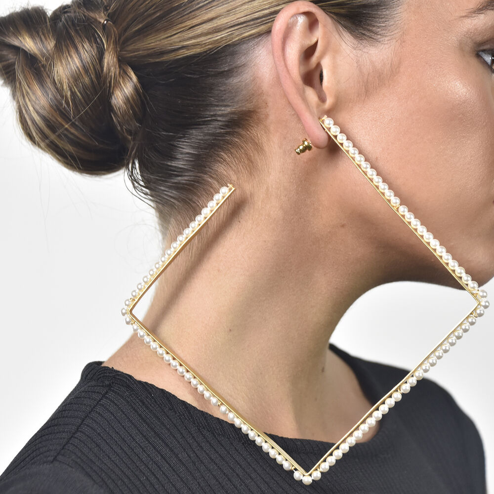 Culturesse Drama Luxury Oversized Pearl Square Earring (Single Piece)