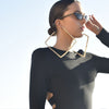 Culturesse Drama Luxury Oversized Pearl Square Earring (Single Piece)